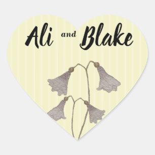 Waterverf Paarse Gele Wildbloemen Weddenschap Hart Sticker