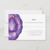 Waterverf Paarse Geode Bruiloft RSVP Kaartje (Voorkant)