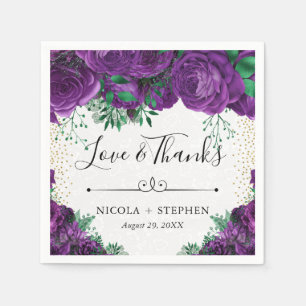 Waterverf Paarse Glam Rozen bruiloft Servet