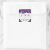 Waterverf Paarse Glam Rozen bruiloft Vierkante Sticker (Tas)