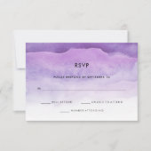 Waterverf Paarse golven | RSVP-antwoord op bruilof RSVP Kaartje (Voorkant)