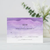 Waterverf Paarse golven | RSVP-antwoord op bruilof RSVP Kaartje (Staand voorkant)