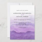 Waterverf Paarse golven | Uitnodiging tot weddensc (Voorkant)