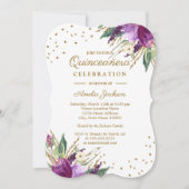 Waterverf Paarse goudbloem Quinceanera Kaart (Voorkant)