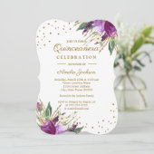 Waterverf Paarse goudbloem Quinceanera Kaart (Staand voorkant)