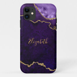 Waterverf Paarse goudmarmer Agate Geode Case-Mate iPhone Case