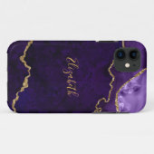Waterverf Paarse goudmarmer Agate Geode Case-Mate iPhone Case (Achterkant (horizontaal))