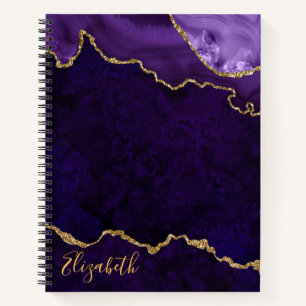Waterverf Paarse goudmarmer Agate Geode Notitieboek