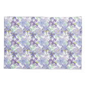 Waterverf Paarse groene Iris Floral Flowers Kussensloop (Achterkant-Links)