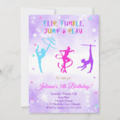 Waterverf Paarse Gymnastiek Verjaardagsuitnodiging Kaart (Voorkant)