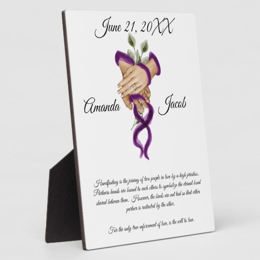 Waterverf Paarse handfasting Art Wedding Keepslag Fotoplaat (Zijkant)