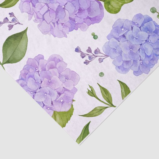 Waterverf Paarse Hydrangea Flowers Tissuepapier (Detail)