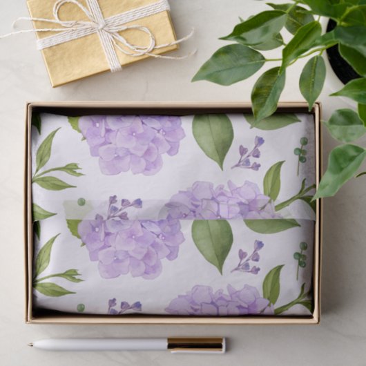 Waterverf Paarse Hydrangea Flowers Tissuepapier (Geschenk)