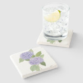 Waterverf Paarse Hydrangea Stenen Onderzetter (Zijkant)