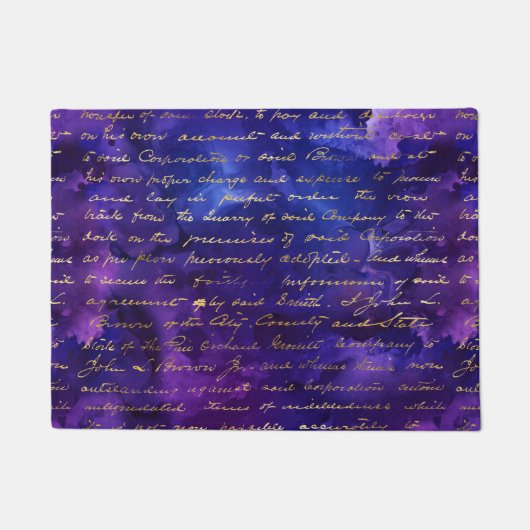 Waterverf Paarse Inkt Patroon met Gouden schrift Deurmat (Voorkant)