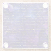Waterverf Paarse Inktpatroon met Gouden script Glazen Onderzetter (Achterkant)