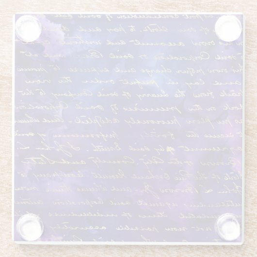 Waterverf Paarse Inktpatroon met Gouden script Glazen Onderzetter (Achterkant)