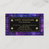 Waterverf Paarse Inktpatroon met Gouden script Visitekaartje (Achterkant)