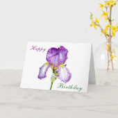 Waterverf Paarse Iris Birthday Folded Kaart (Gele Bloem)