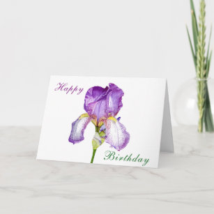 Waterverf Paarse Iris Birthday Folded Kaart