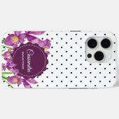 Waterverf Paarse Iris Black White Polka Dots Case-Mate iPhone Case (Achterkant (horizontaal))