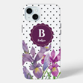 Waterverf Paarse Iris Black White Polka Dots Case-Mate iPhone Case (Achterkant)