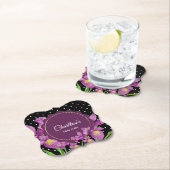Waterverf Paarse Iris Black White Polka Dots Kartonnen Onderzetters (Insitu)