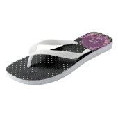 Waterverf Paarse Iris Black White Polka Dots Teenslippers (Schuin)