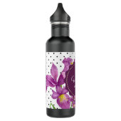 Waterverf Paarse Iris Black White Polka Dots Waterfles (Links)