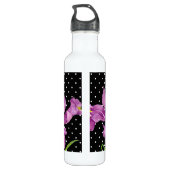 Waterverf Paarse Iris Black White Polka Dots Waterfles (Achterkant)