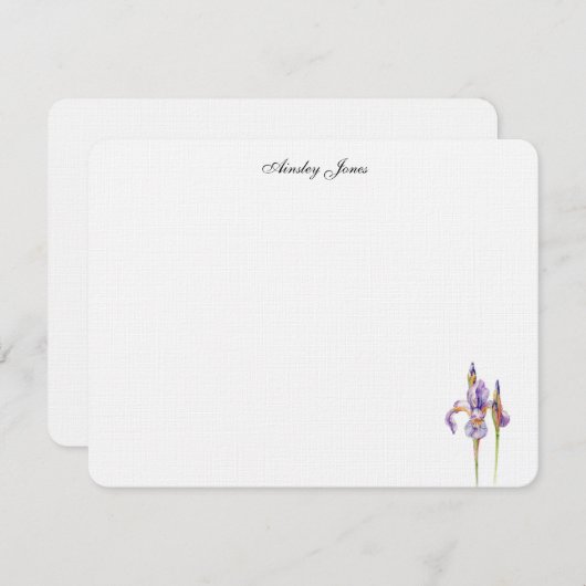 Waterverf paarse Iris bloem Bedankkaart (Voorkant / Achterkant)