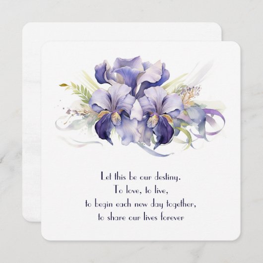 Waterverf Paarse Iris Bloemen op Wit Kaart (Voorkant / Achterkant)