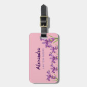Waterverf Paarse Iris Botanische Floral Art Bagagelabel (Voorkant verticaal)