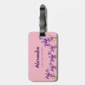 Waterverf Paarse Iris Botanische Floral Art Bagagelabel (Achterkant verticaal)