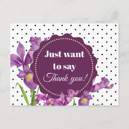 Waterverf Paarse Iris Botanische Floral Art Briefkaart (Voorkant)