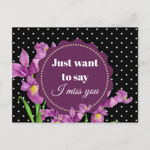 Waterverf Paarse Iris Botanische Floral Art Briefkaart