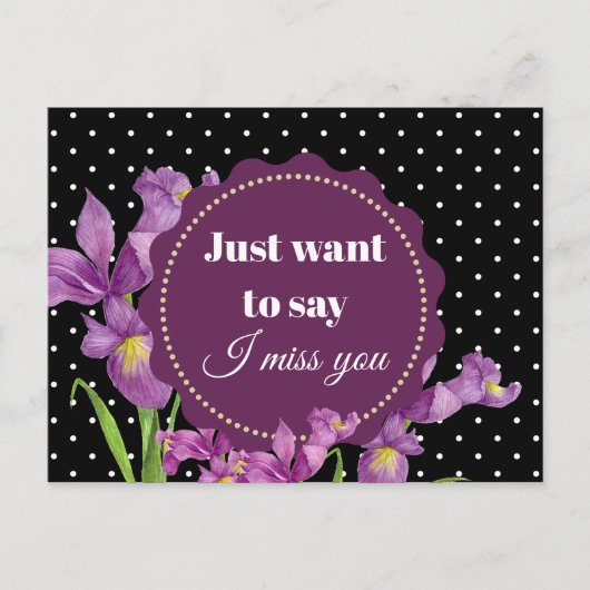 Waterverf Paarse Iris Botanische Floral Art Briefkaart (Voorkant)