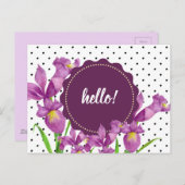 Waterverf Paarse Iris Botanische Floral Art Briefkaart (Voorkant / Achterkant)