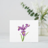 Waterverf Paarse Iris Botanische Floral Art Briefkaart (Staand voorkant)