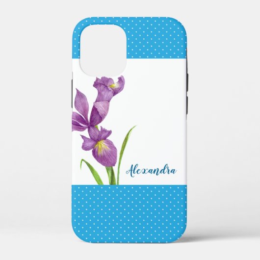 Waterverf Paarse Iris Botanische Floral Art Case-Mate iPhone Case (Achterkant)