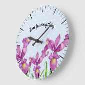 Waterverf Paarse Iris Botanische Floral Art Grote Klok (Hoek)