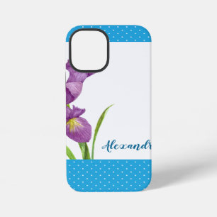Waterverf Paarse Iris Botanische Floral Art iPhone 12 Mini Hoesje