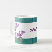 Waterverf Paarse Iris Botanische Floral Art Koffiemok (Voorkant links)
