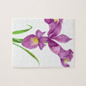 Waterverf Paarse Iris Botanische Floral Art Legpuzzel (Horizontaal)