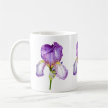 Waterverf Paarse Iris Botanische Floral Art Mok