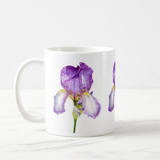 Waterverf Paarse Iris Botanische Floral Art Mok (Links)