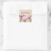 Waterverf Paarse Iris Botanische Floral Art Vierkante Sticker (Tas)