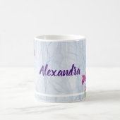 Waterverf Paarse Iris Botanische Organza Stof Koffiemok (Center)