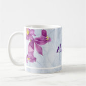 Waterverf Paarse Iris Botanische Organza Stof Koffiemok (Links)