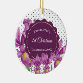 Waterverf Paarse Iris Botanische pooldots Keramisch Ornament (Rechts)